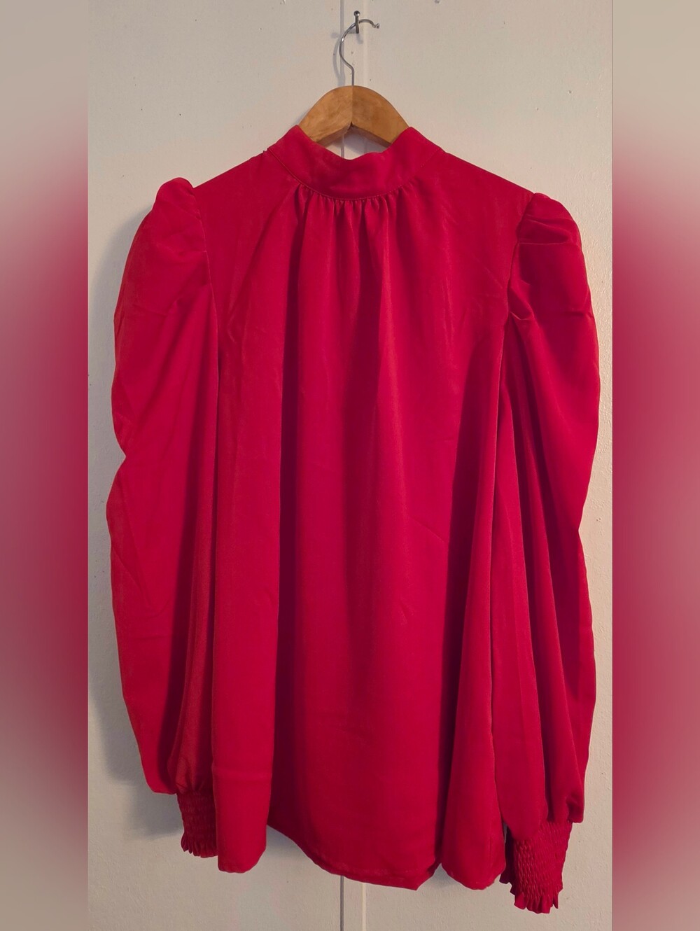 Red Puff-Sleeve Women’s Blouse - Unbranded